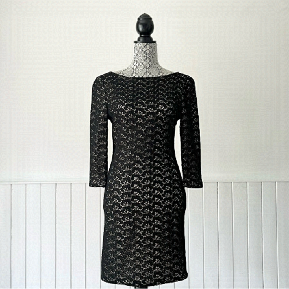 Diane von Furstenberg Sarita Acorn Black Lace Cocktail Dress Size S